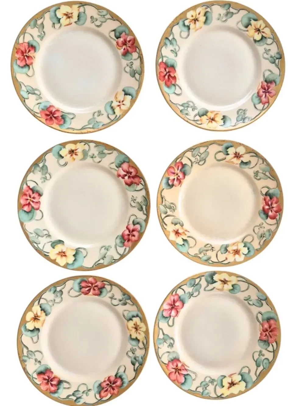 Antique Limoges France Dessert Salad Plates Set of 6 Hand Painted 1850 -1900